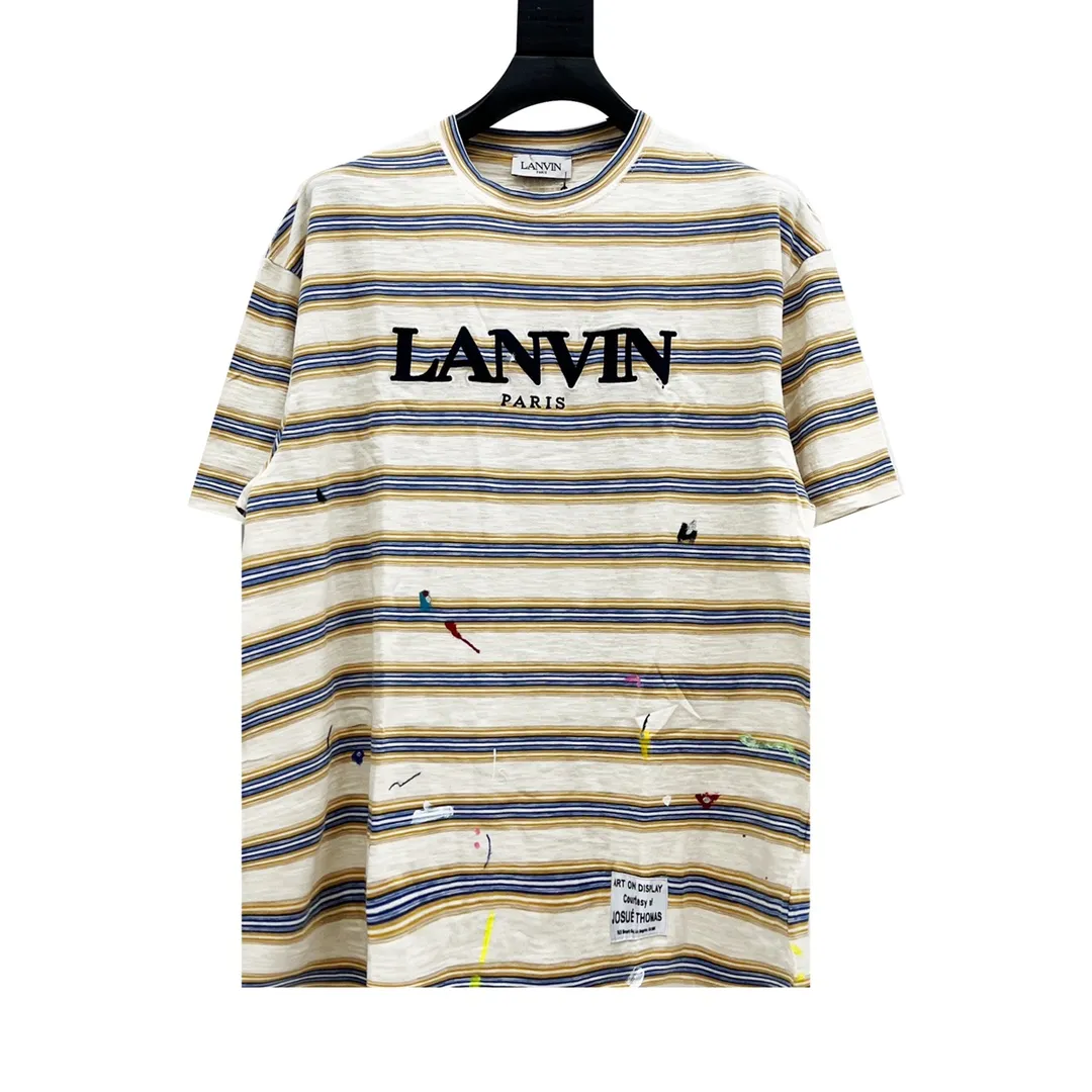 💰190 Style No. Y201 LANVIN Custom-woven and dyed 32-count 260-gram high-gram fabric. The fabric is first washed by ring-drying and washing to play a pre-shrinking role. Customized threads, post-hair removal treatment, and twice-washed ready-made garments. The fabric is comfortable and skin-friendly without any strange feeling. The LOGO letters are embroidered with 75D fine thread imported machines, and 12 colors are hand-painted in irregular arrangements of dark blue/light blue/ Lake blue/apricot/pink/maroon/yellow/orange/green/white glue/vinyl glue/black water, they are no better than the usual styles and cannot be made in the form of an assembly line. The craftsmanship of each finished product is very complicated, and there are too many technologies applied to the clothes. All details are paid for, and the cost of production increases accordingly. The attitude is full of sincerity. What you see is what you get. Size：S-XL